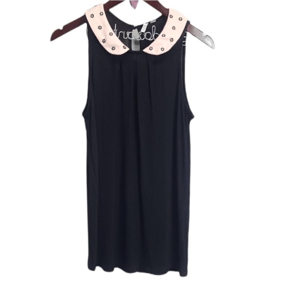 NWT ELLE Sleeveless Vintage Style‎ Black Rayon Blouse Size XS